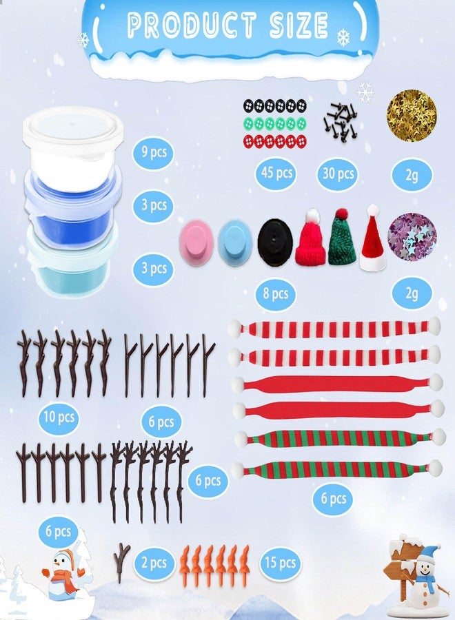 ام ال او ال ام مجموعة أدوات صنع رجل الثلج من MLOLM، 15 قطعة - اصنع رجل الثلج بنفسك باستخدام طين التشكيل الجاف، أعمال يدوية شتوية للعائلة، لوازم حفلات عيد الميلاد - Image 2